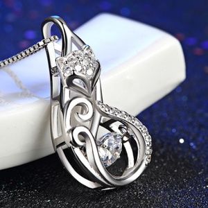 Sterling silver fox pendant with CZ & necklace.